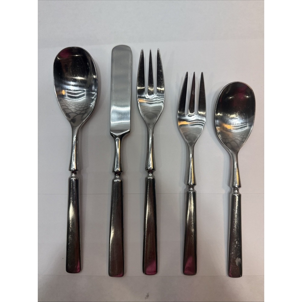 Vtg (5) Pcs DANSK int'l Designs Japan IHQ Anvil Pattern Flatware Place setting